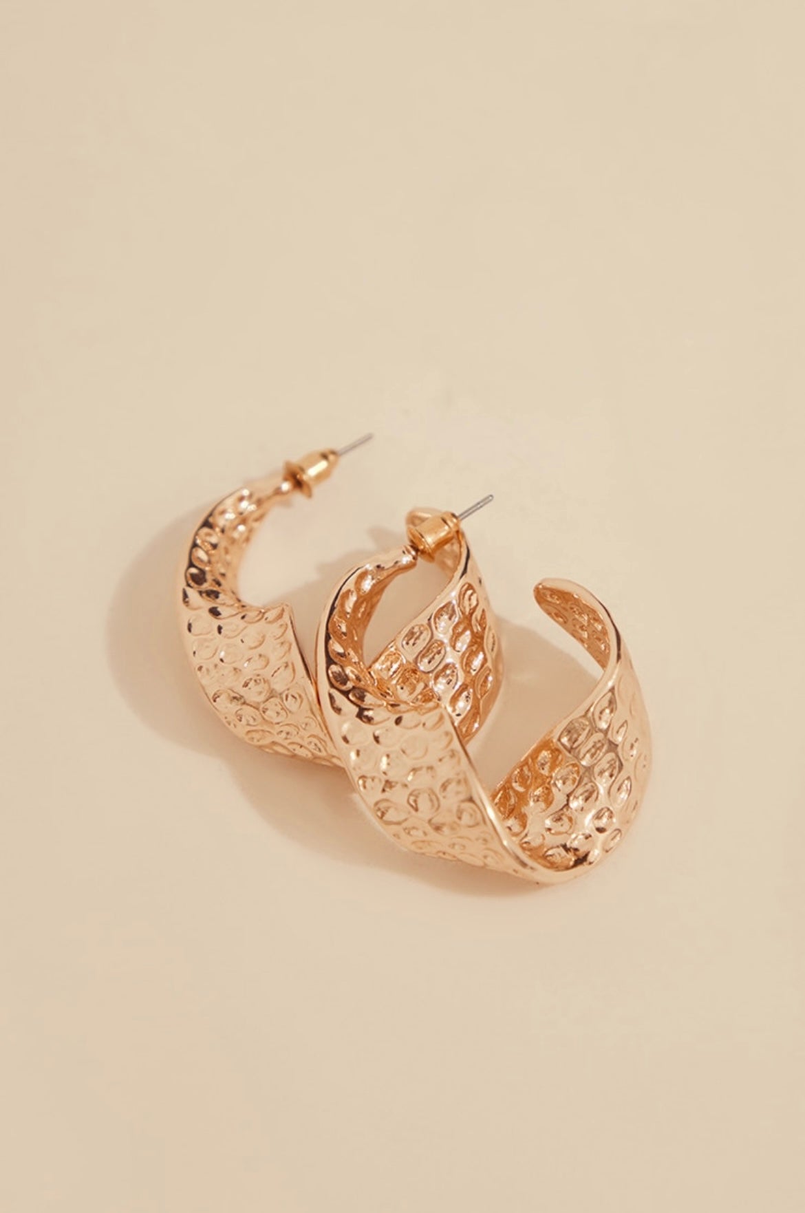 Gold Textured Twist Earrings