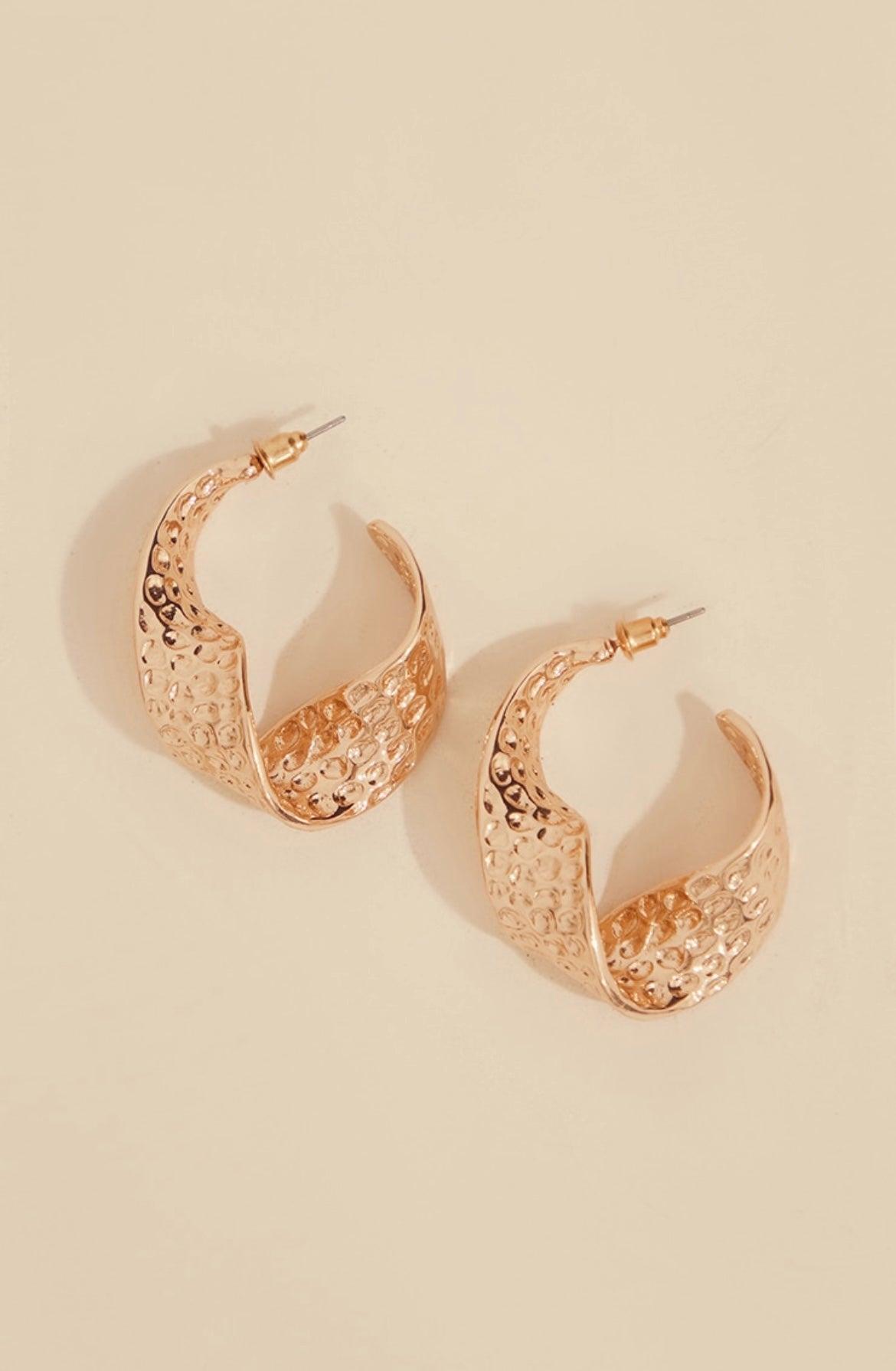 Gold Textured Twist Earrings
