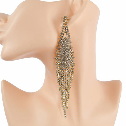 Rhinestones Fringed Earring