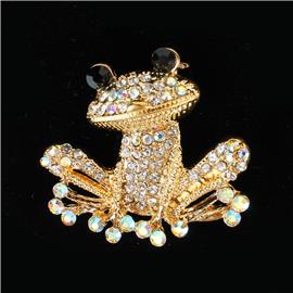 Crystal Frog Brooch