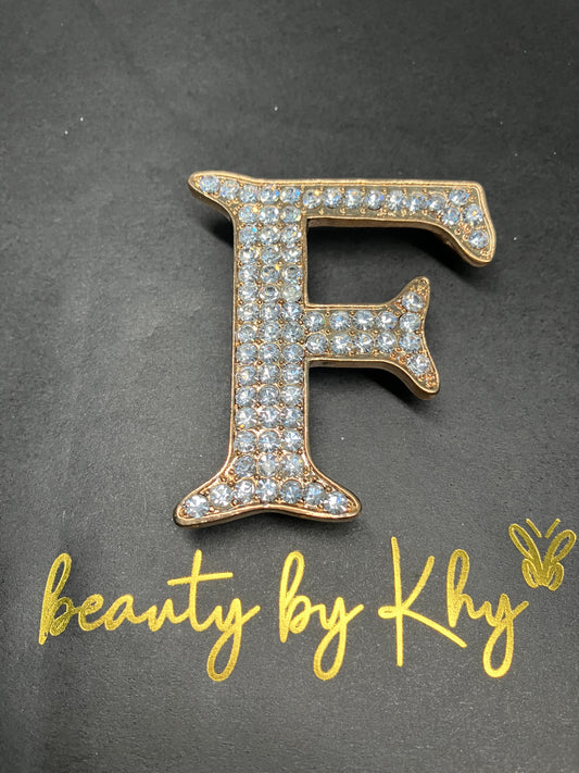 "F" Crystal Brooch