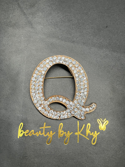 "Q" Crystal Brooch