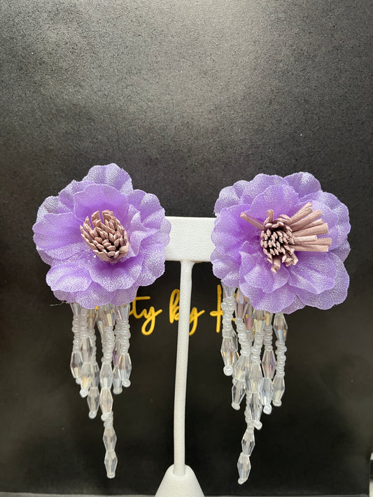 Crystal Tassle Floral Earring