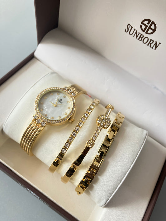 Stainless Steel Gold Watch Set