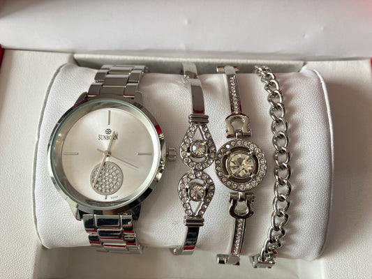 Stainless Steel Silver Watch Set