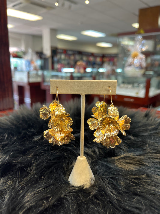 Gold Floral Hoop Earrings